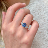 Sapphire and Diamond Three Stone Ring-Charlotte Sayers Antique Jewellery