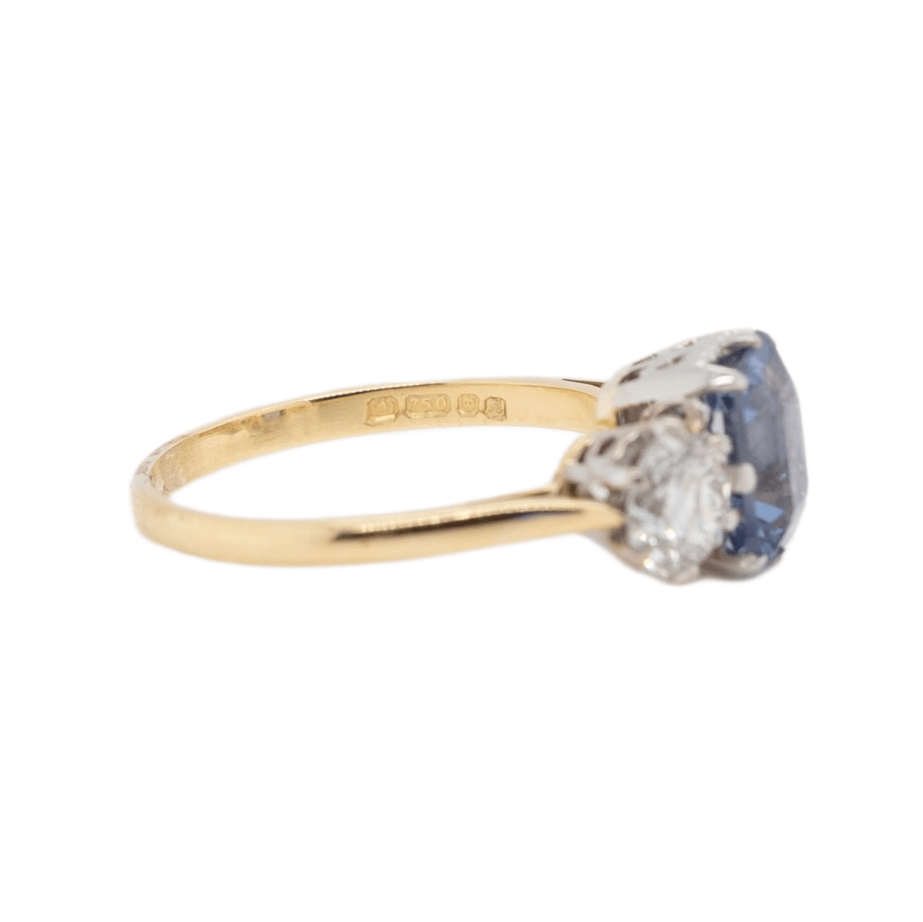 Sapphire and Diamond Three Stone Ring-Charlotte Sayers Antique Jewellery