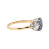 Sapphire and Diamond Three Stone Ring-Charlotte Sayers Antique Jewellery