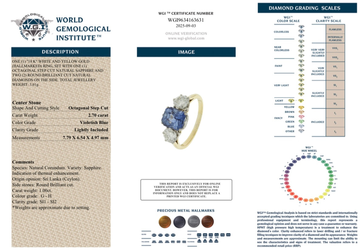 Sapphire and Diamond Three Stone Ring-Charlotte Sayers Antique Jewellery