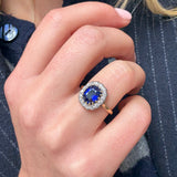 Sapphire and Old Cut Diamond Cluster Ring-Charlotte Sayers Antique Jewellery