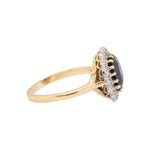 Sapphire and Old Cut Diamond Cluster Ring-Charlotte Sayers Antique Jewellery
