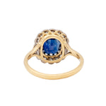 Sapphire and Old Cut Diamond Cluster Ring-Charlotte Sayers Antique Jewellery