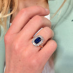 Sapphire and Old Mine Cut Diamond Cluster Ring-Charlotte Sayers Antique Jewellery