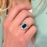 Sapphire and Old Mine Cut Diamond Cluster Ring-Charlotte Sayers Antique Jewellery
