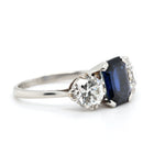 Sapphire diamond 3 stone ring-Charlotte Sayers Antique Jewellery