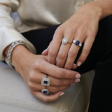 Sapphire diamond 3 stone ring-Charlotte Sayers Antique Jewellery