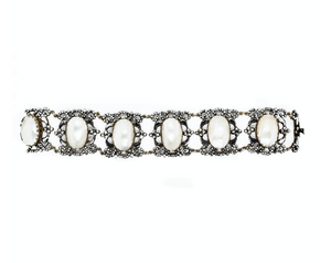 Victorian Cut Steel and Coque de Perle Bracelet