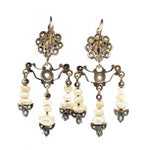 Sicilian Diamond Pearl Earrings-Charlotte Sayers Antique Jewellery