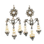 Sicilian Diamond Pearl Earrings-Charlotte Sayers Antique Jewellery