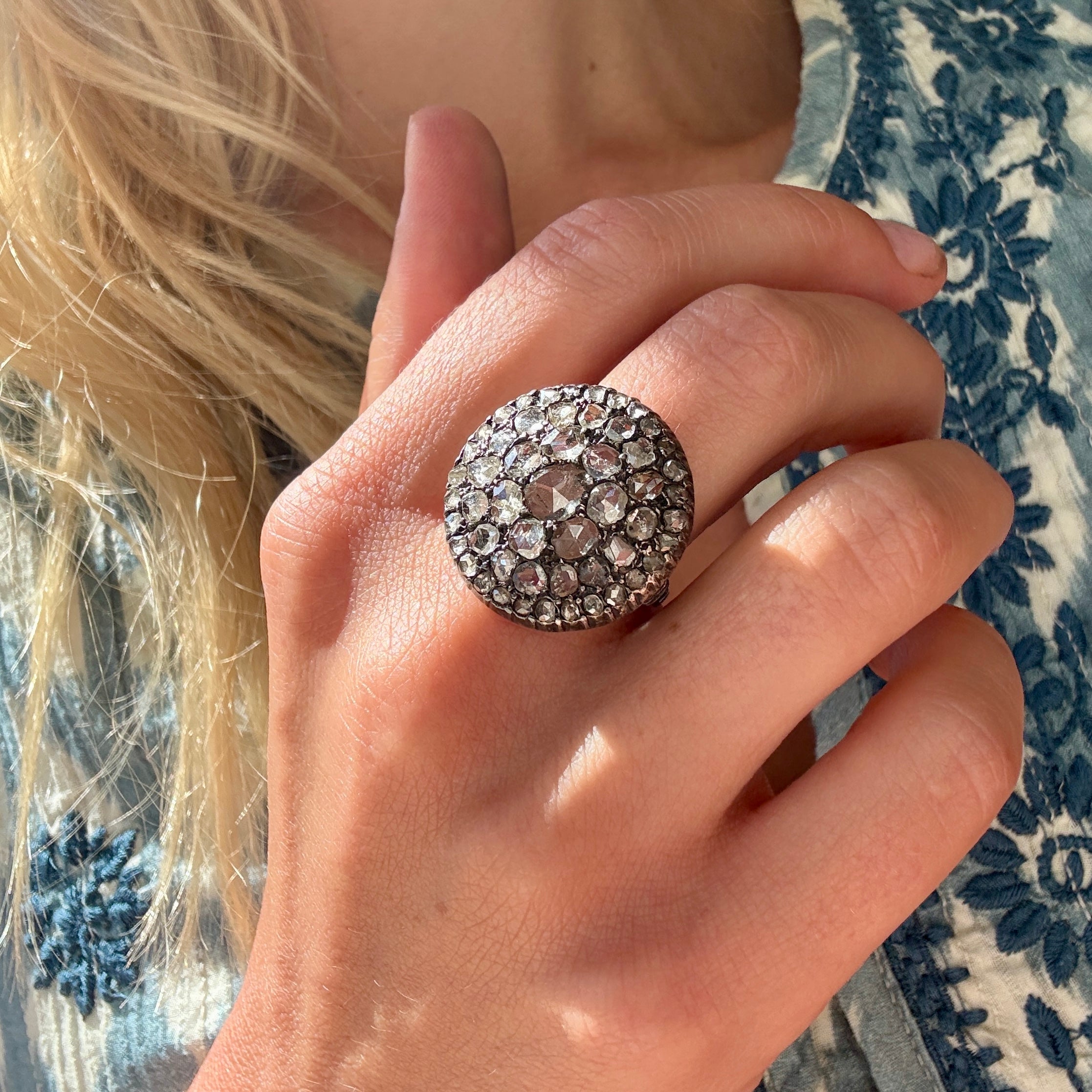 Sicilian Diamond Toppa Ring-Charlotte Sayers Antique Jewellery
