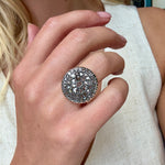 Sicilian Rose Cut Diamond Circular Toppa Ring-Charlotte Sayers Antique Jewellery