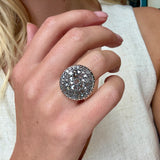Sicilian Rose Cut Diamond Circular Toppa Ring-Charlotte Sayers Antique Jewellery