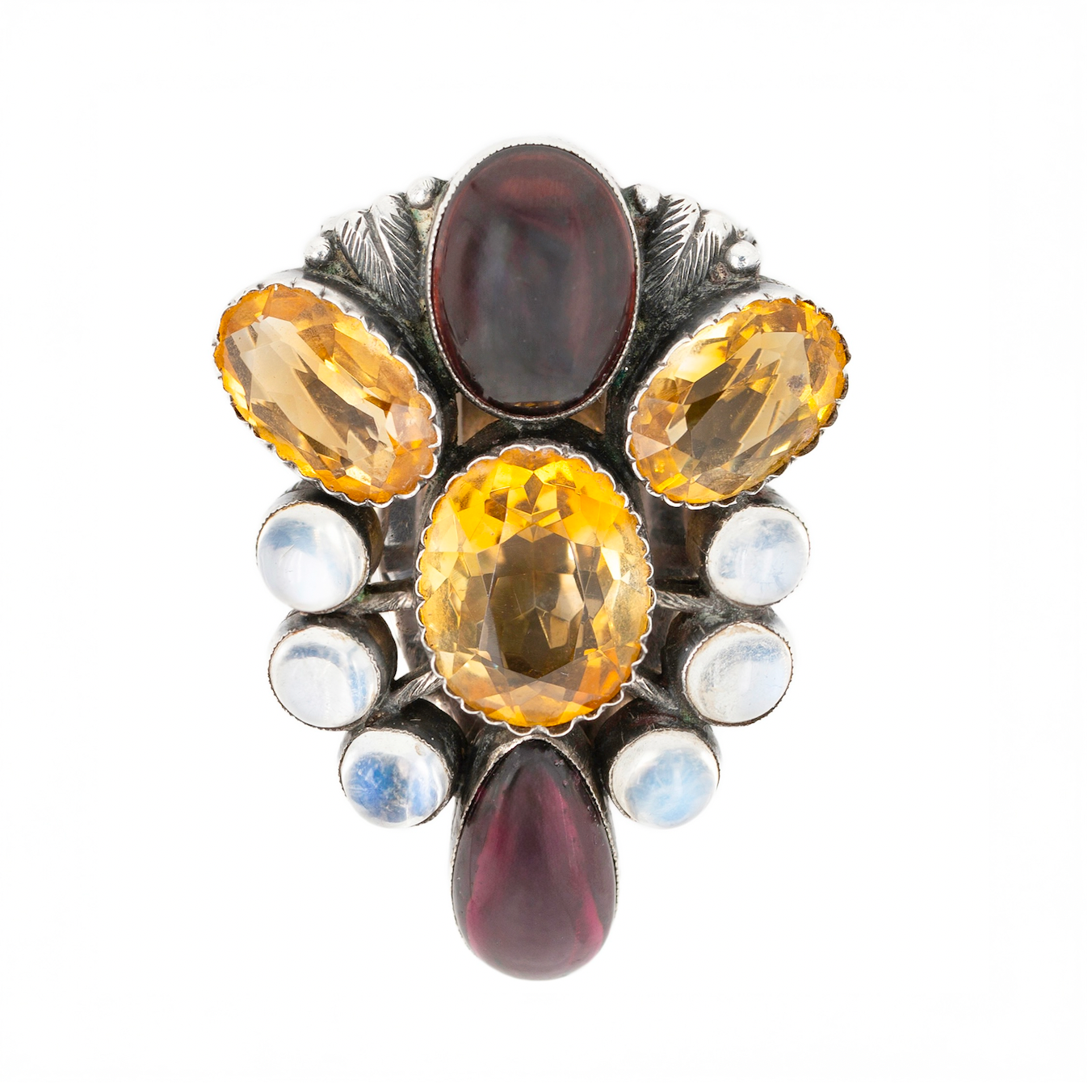 Silve Gem Set Dress Clip-Charlotte Sayers Antique Jewellery