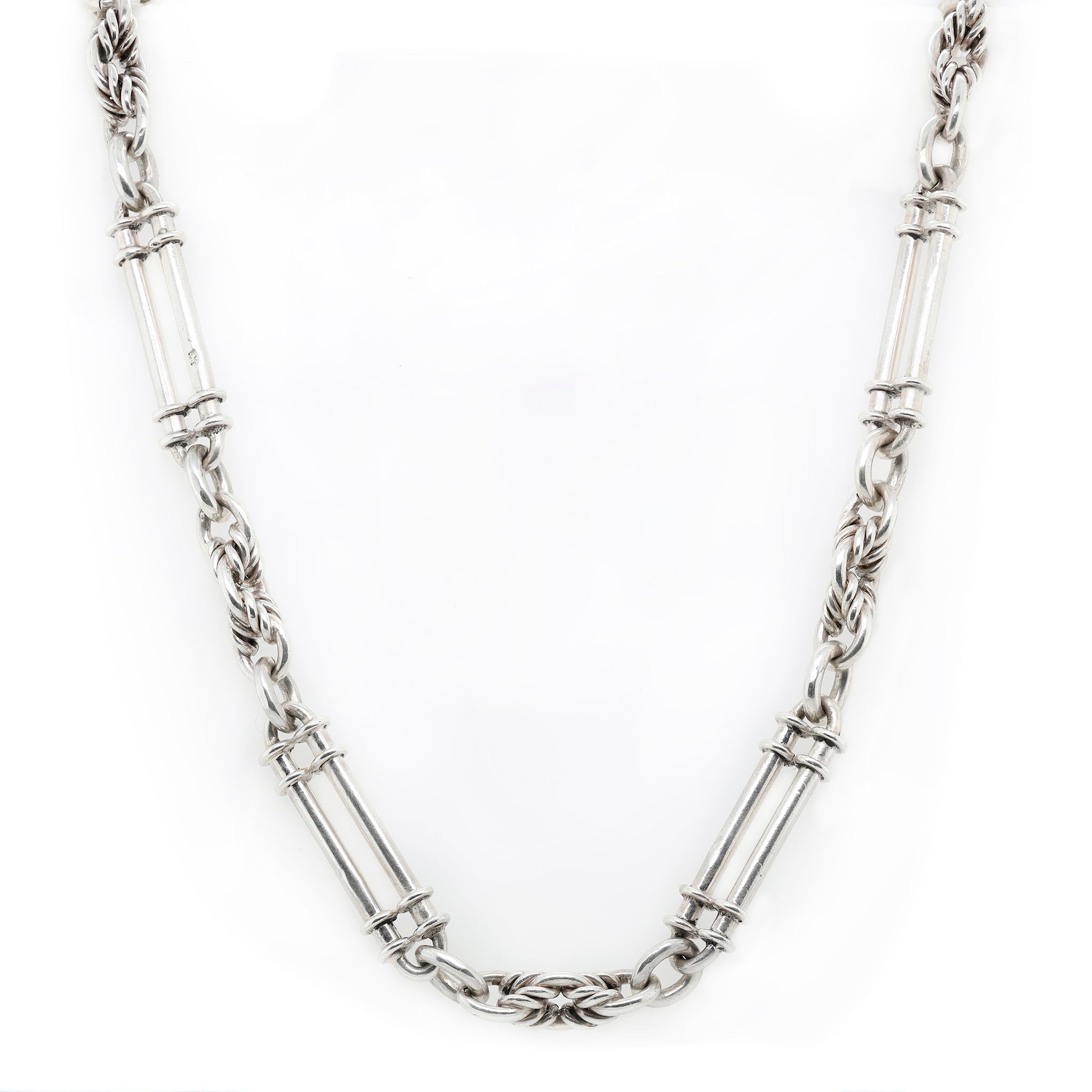 Silver Albert Chain-Charlotte Sayers Antique Jewellery