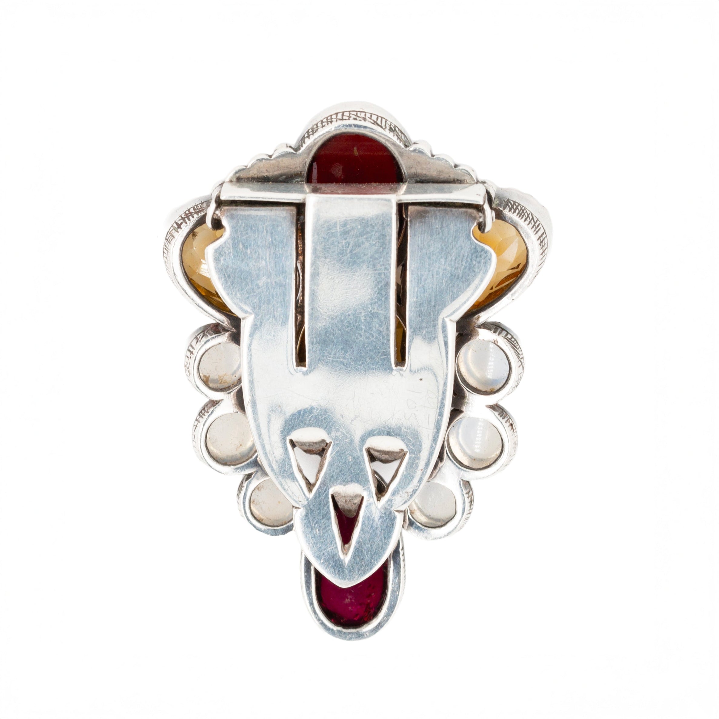 Silver Gem Set Dress Clip-Charlotte Sayers Antique Jewellery