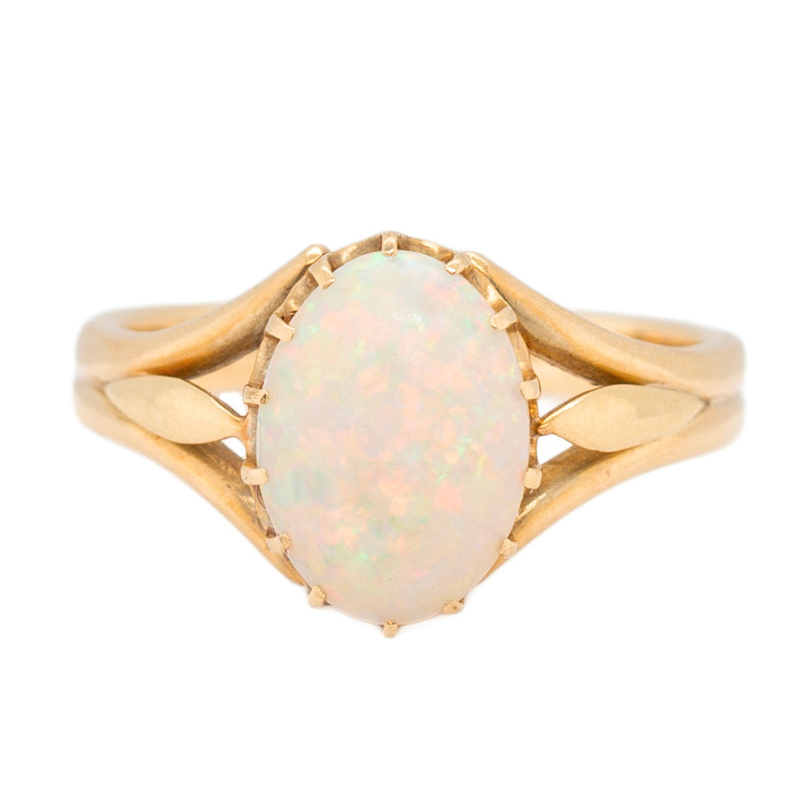 Single Stone Opal Ring-Charlotte Sayers Antique Jewellery