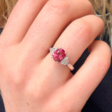 Spinel and Diamond Three Stone Ring-Charlotte Sayers Antique Jewellery