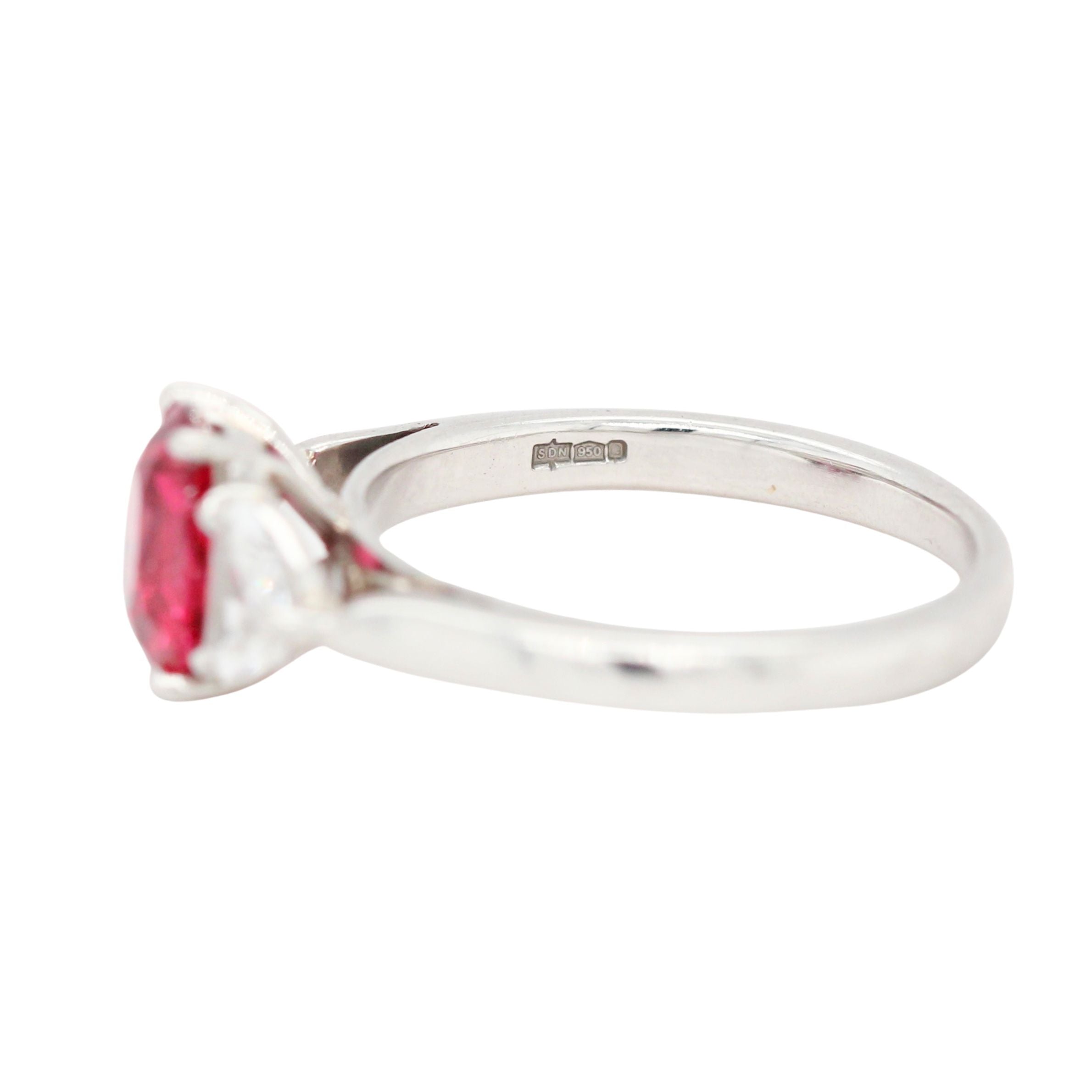 Spinel and Diamond Three Stone Ring-Charlotte Sayers Antique Jewellery