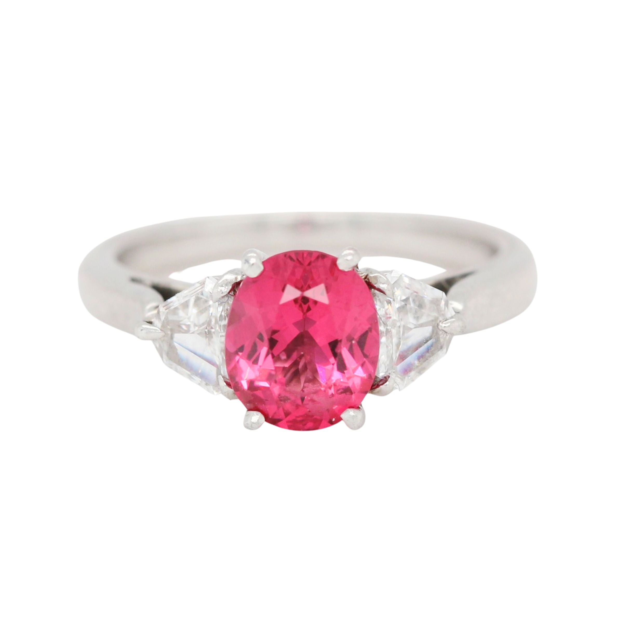 Spinel and Diamond Three Stone Ring-Charlotte Sayers Antique Jewellery