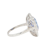 Sri Lankan Sapphire and Diamond Cluster Ring-Charlotte Sayers Antique Jewellery