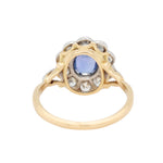 Sri Lankan Sapphire and Diamond Cluster Ring-Charlotte Sayers Antique Jewellery