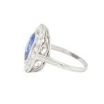 Sri Lankan Sapphire and Diamond Cluster Ring-Charlotte Sayers Antique Jewellery