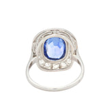 Sri Lankan Sapphire and Diamond Cluster Ring-Charlotte Sayers Antique Jewellery