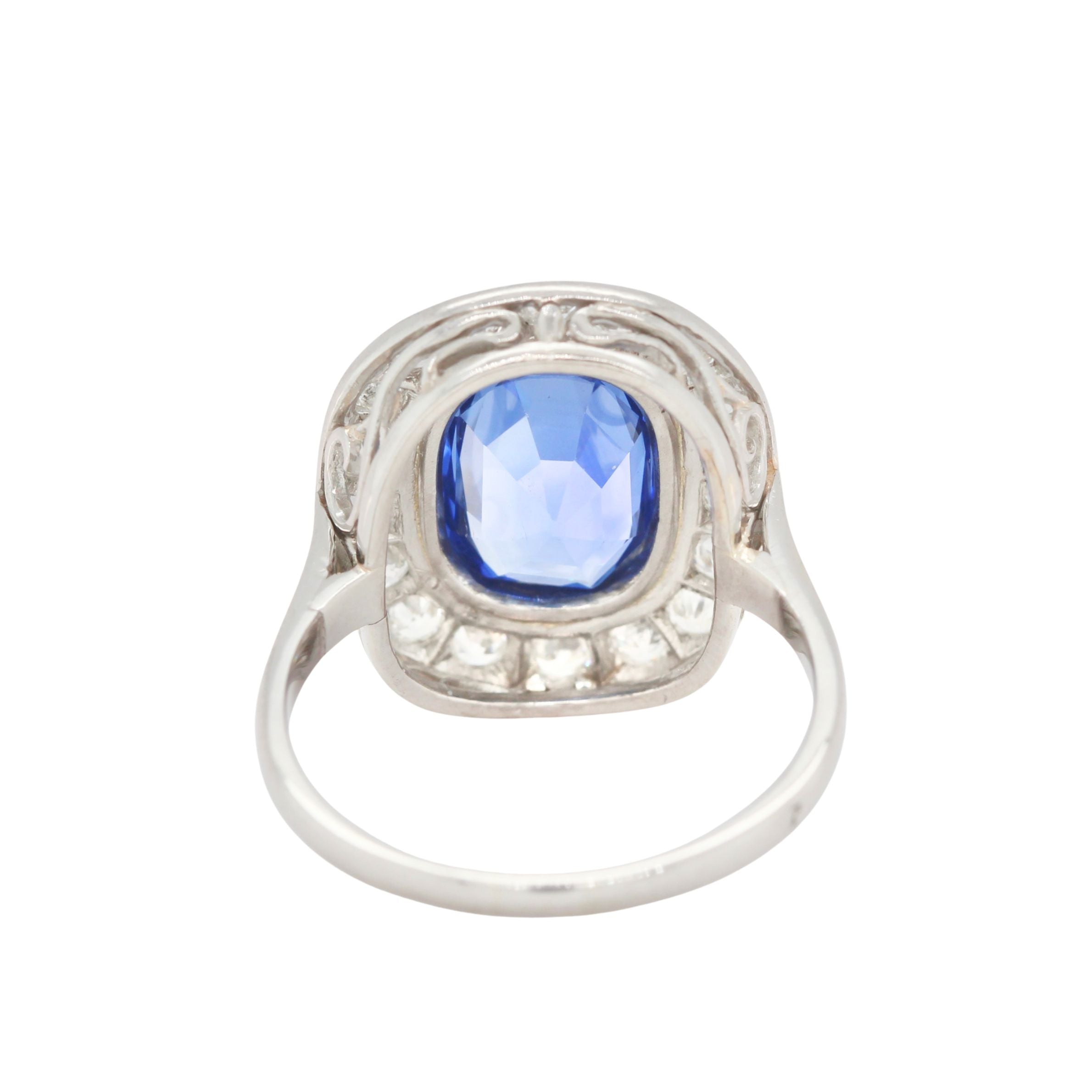 Sri Lankan Sapphire and Diamond Cluster Ring-Charlotte Sayers Antique Jewellery