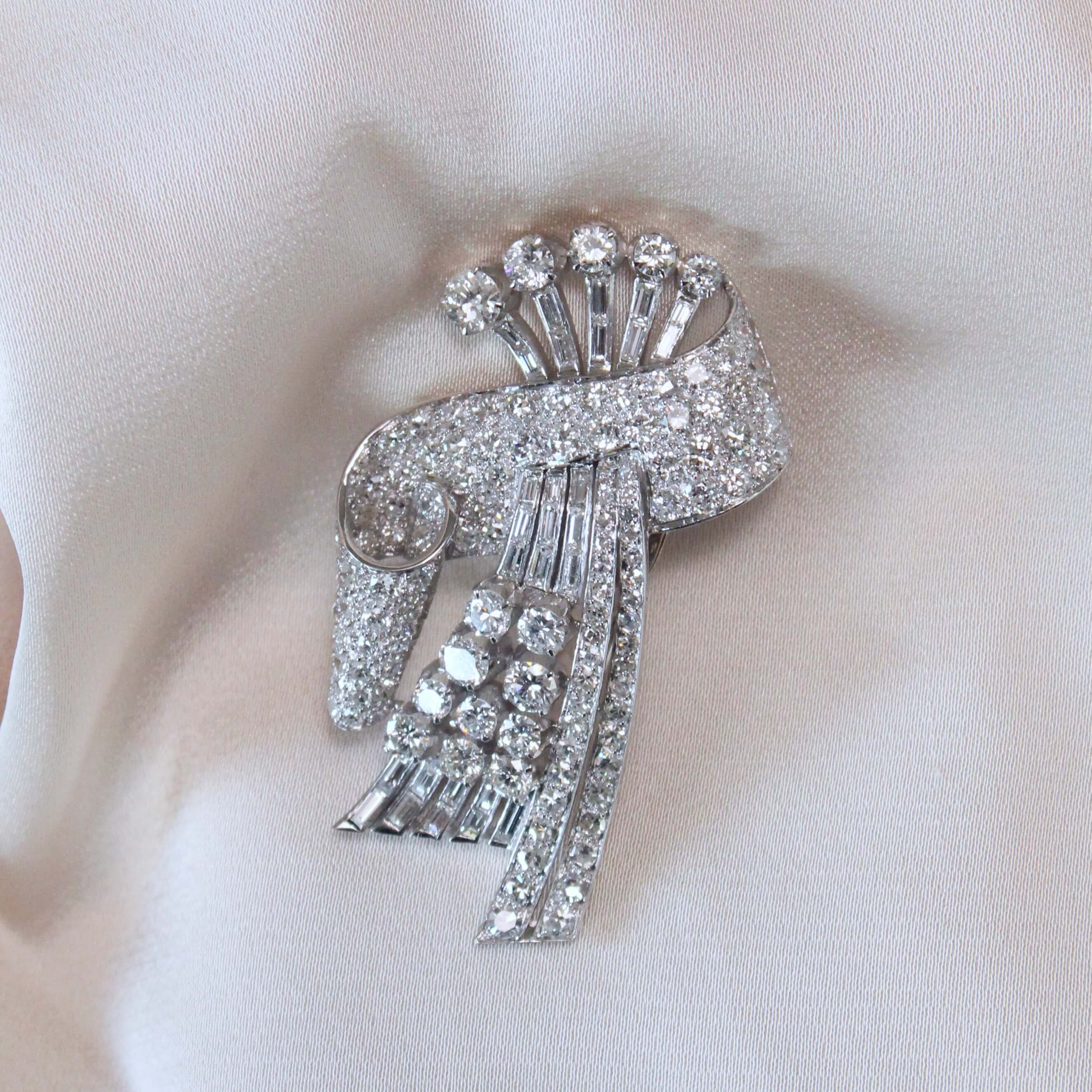 Stunning Diamond Spray Brooch-Charlotte Sayers Antique Jewellery