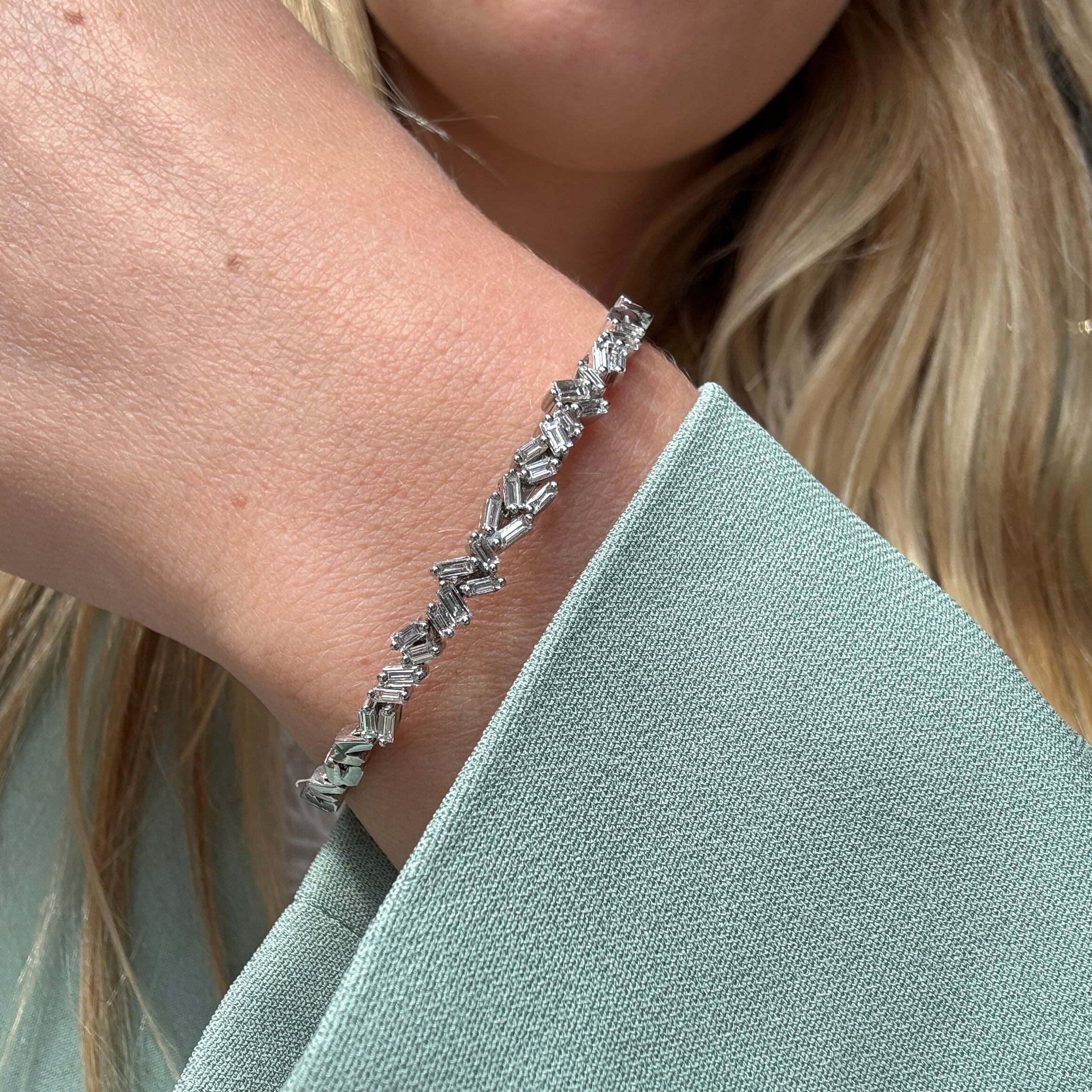 Suzanne Kalan White Gold and Diamond Bangle-Charlotte Sayers Antique Jewellery