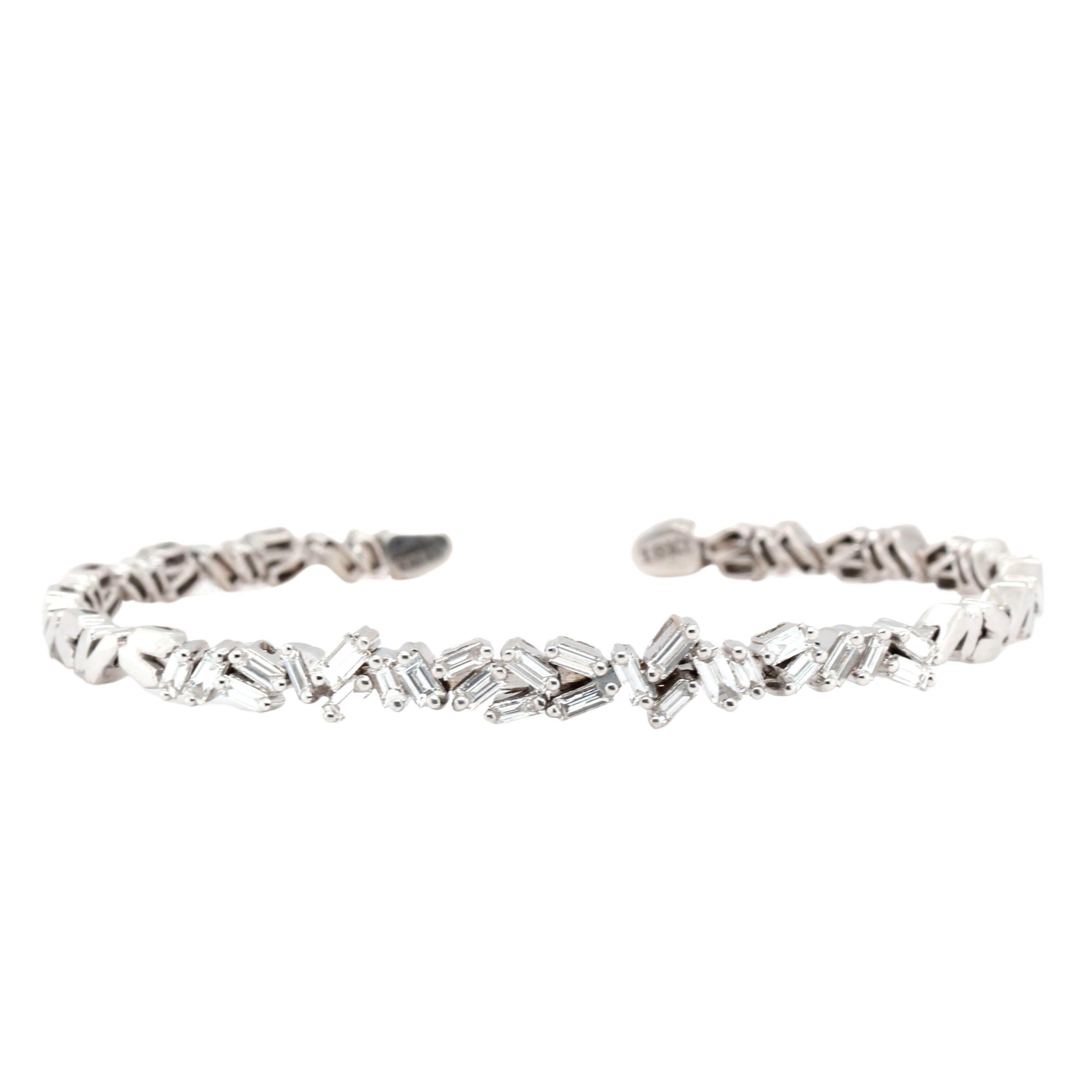 Suzanne Kalan White Gold and Diamond Bangle-Charlotte Sayers Antique Jewellery