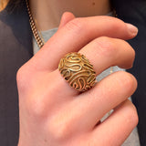 Swirl Domed Gold Ring-Charlotte Sayers Antique Jewellery