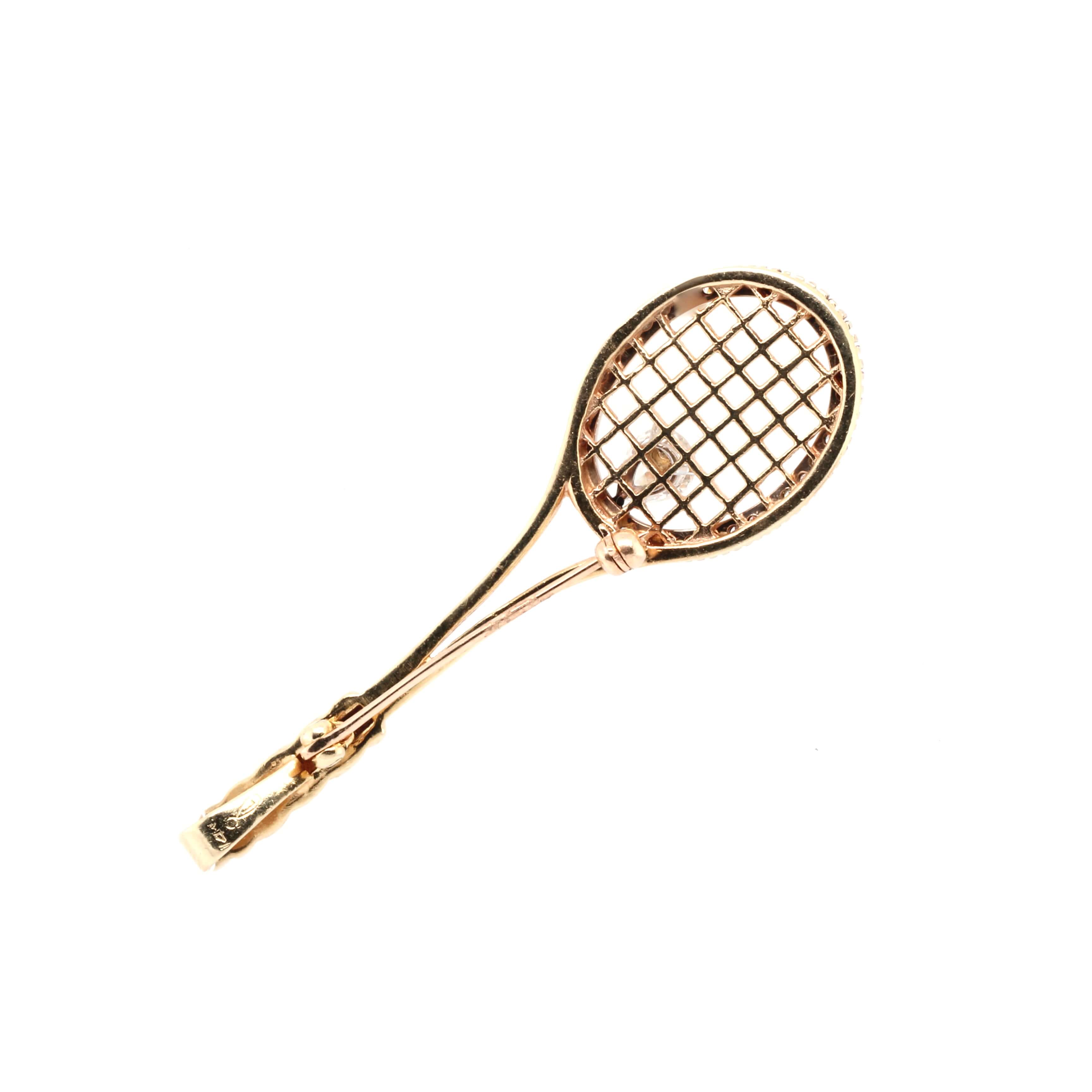 Tennis Racquet Brooch-Charlotte Sayers Antique Jewellery