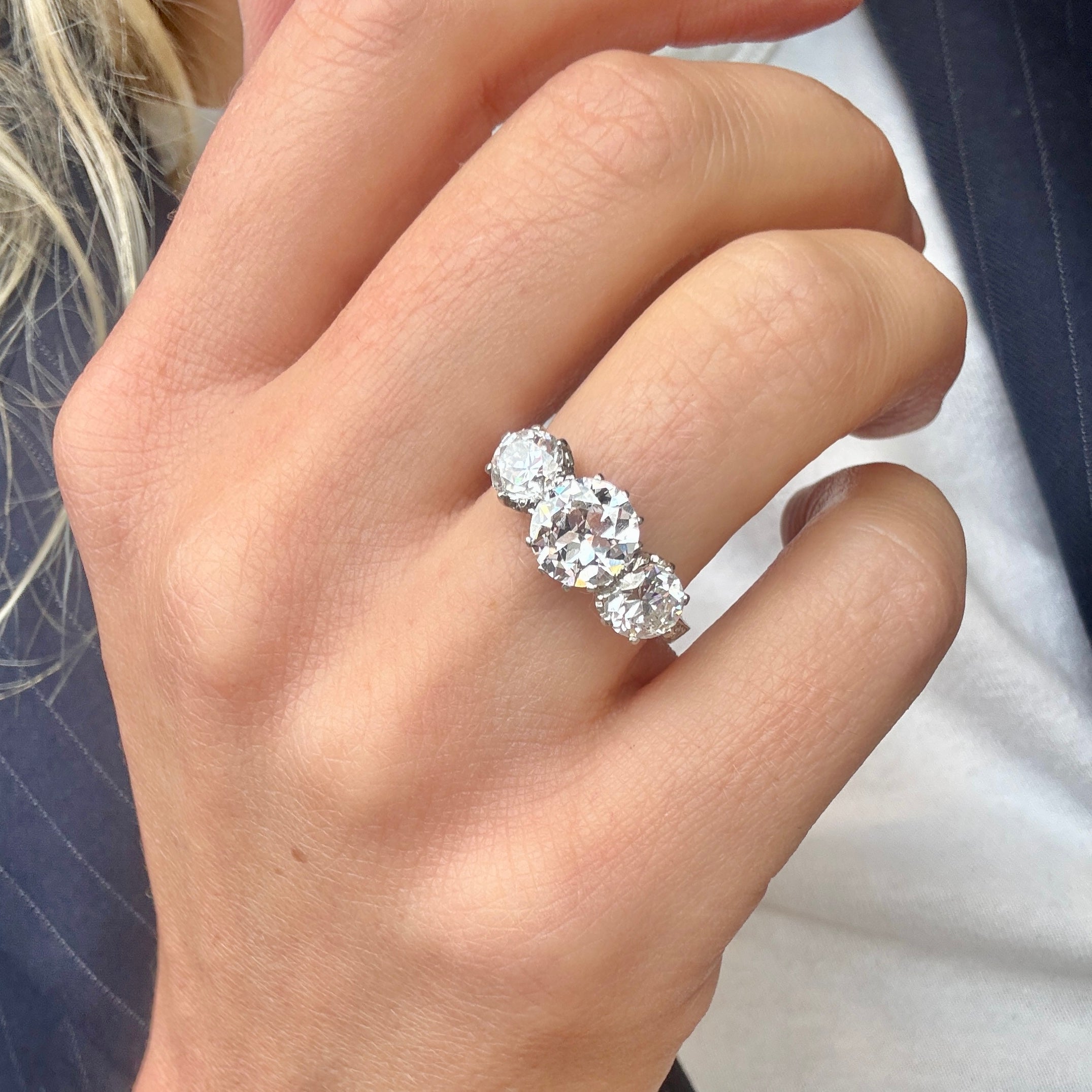 Three Stone Diamond Ring-Charlotte Sayers Antique Jewellery