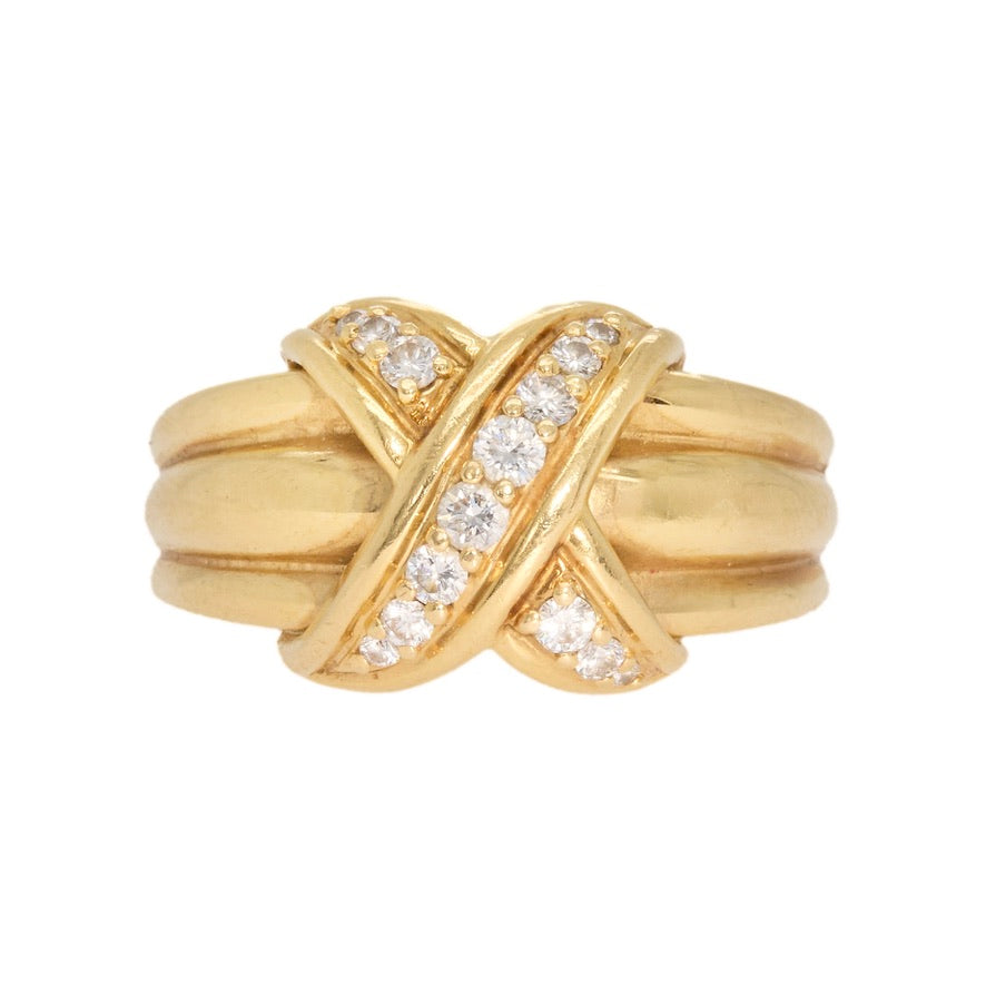 Tiffany Diamond X Ring-Charlotte Sayers Antique Jewellery