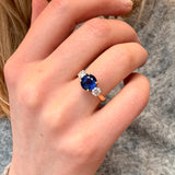 Tiffany Sapphire and Diamond Three Stone Trilogy Ring-Charlotte Sayers Antique Jewellery