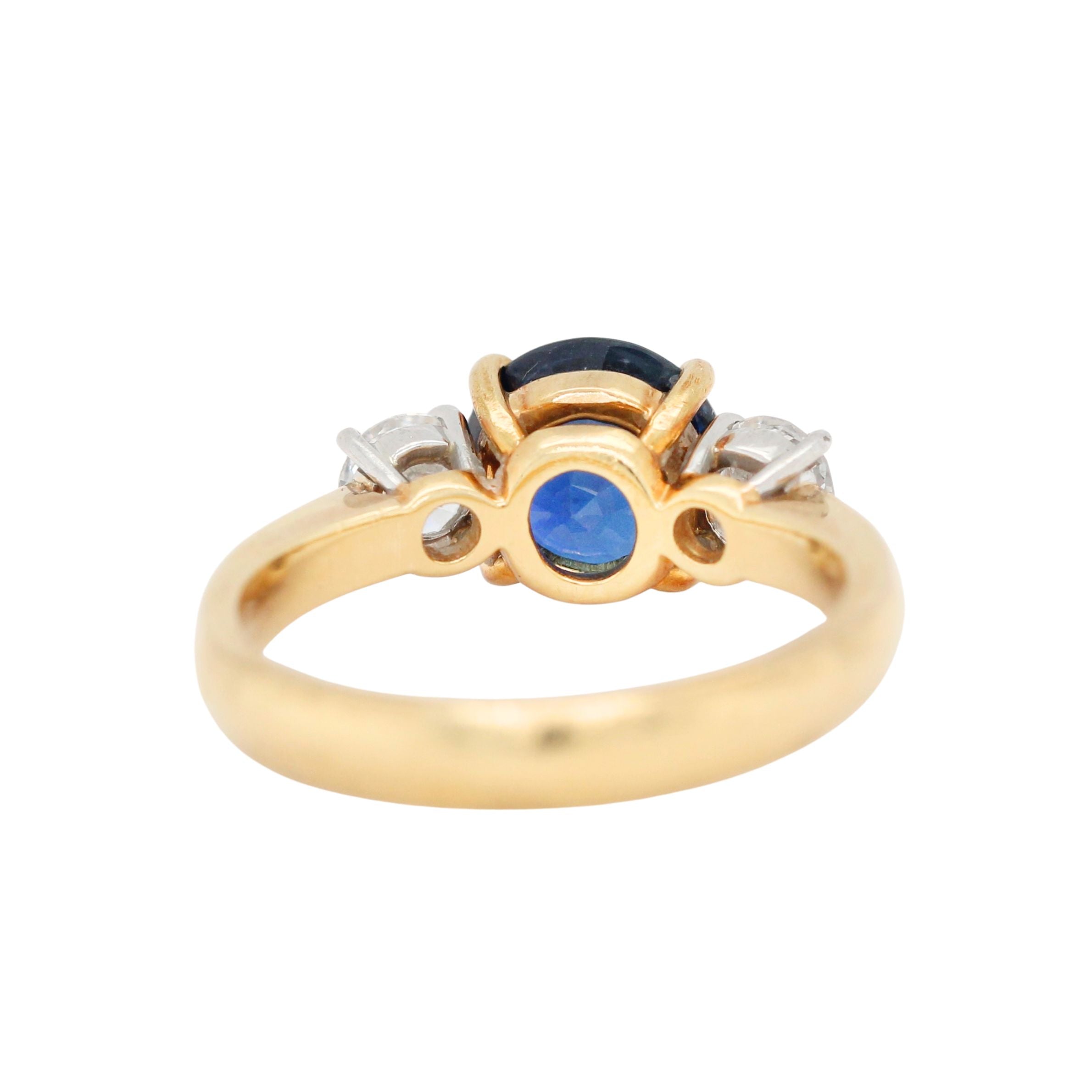 Tiffany Sapphire and Diamond Three Stone Trilogy Ring-Charlotte Sayers Antique Jewellery