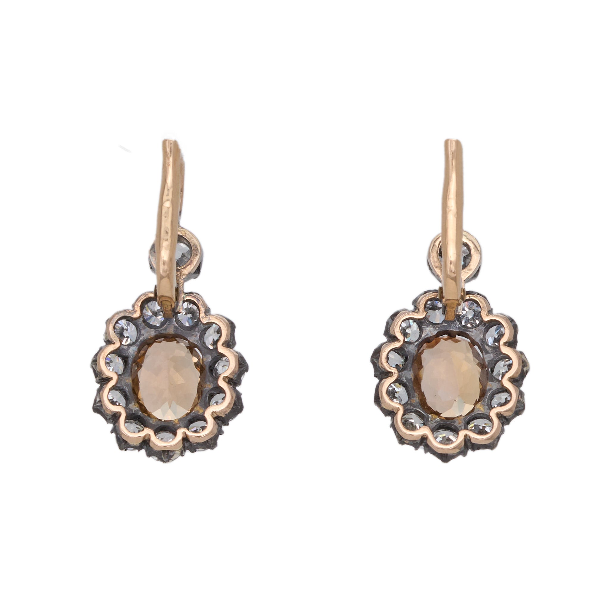 Topaz Cluster Earrings-Charlotte Sayers Antique Jewellery