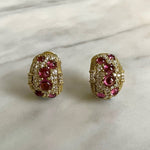 Tourmaline & Diamond Clip Earrings-Charlotte Sayers Antique Jewellery