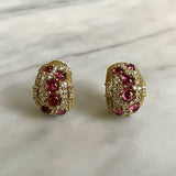 Tourmaline & Diamond Clip Earrings-Charlotte Sayers Antique Jewellery