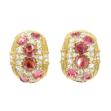 Tourmaline & Diamond Clip Earrings-Charlotte Sayers Antique Jewellery