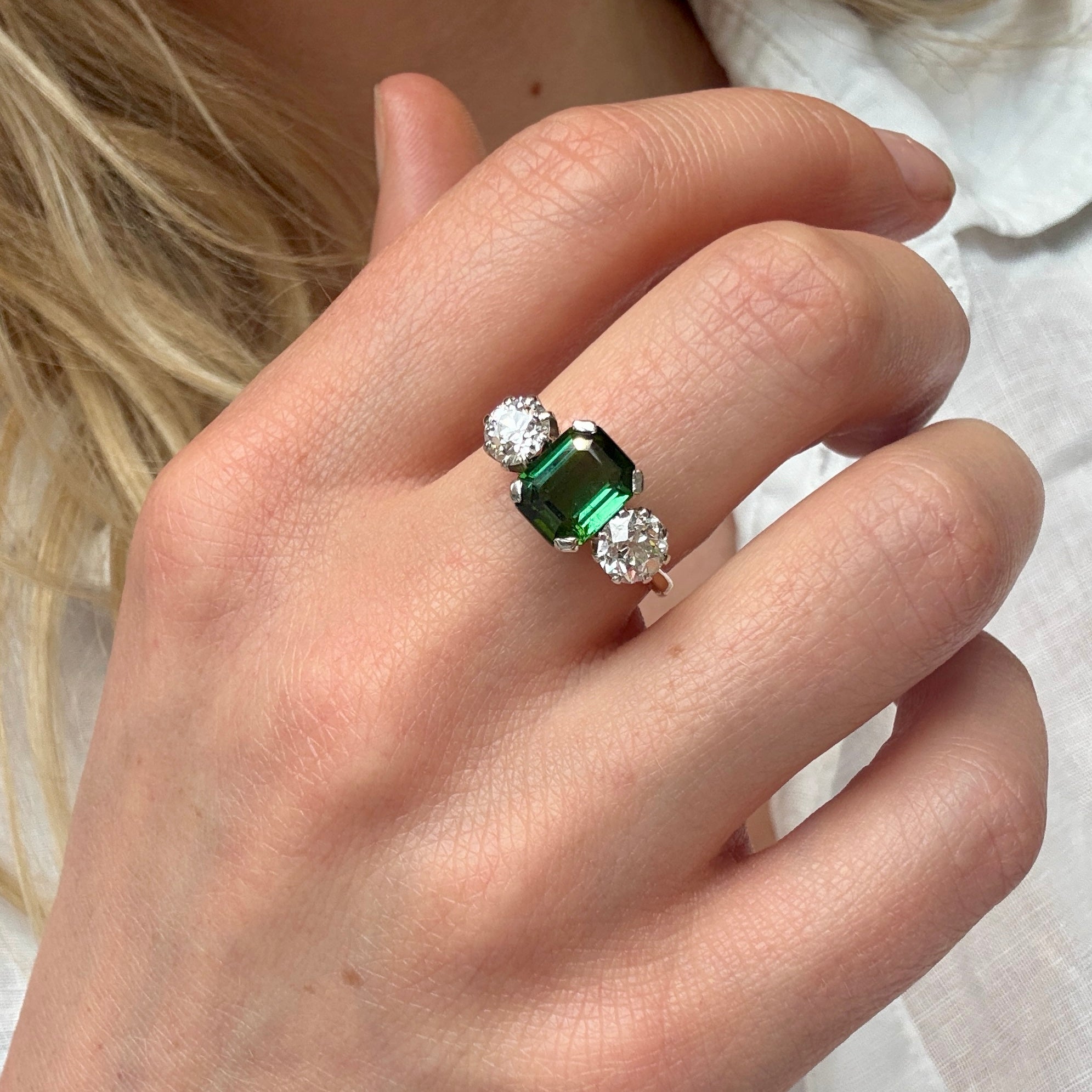 Tourmaline Diamond Ring-Charlotte Sayers Antique Jewellery