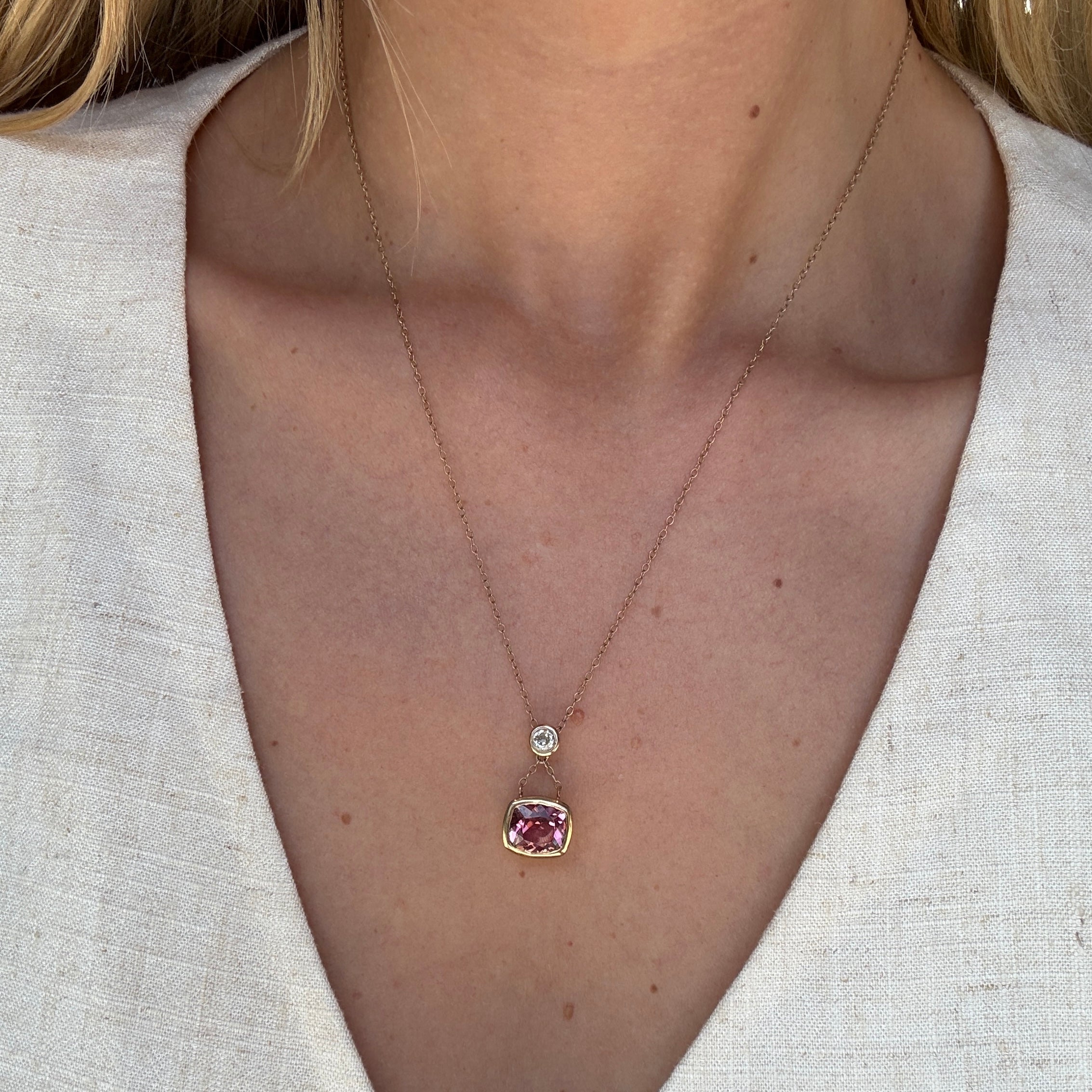 Tourmaline and Diamond Pendant-Charlotte Sayers Antique Jewellery