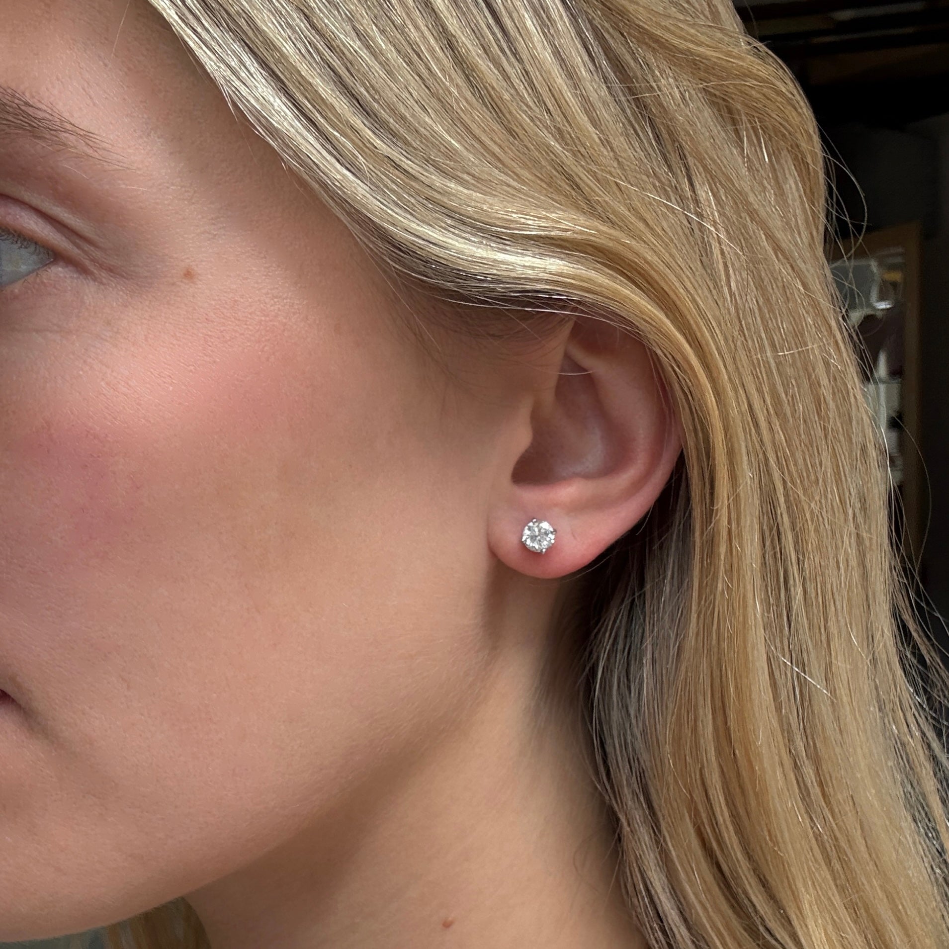Transitional Cut Diamond Stud Earrings-Charlotte Sayers Antique Jewellery