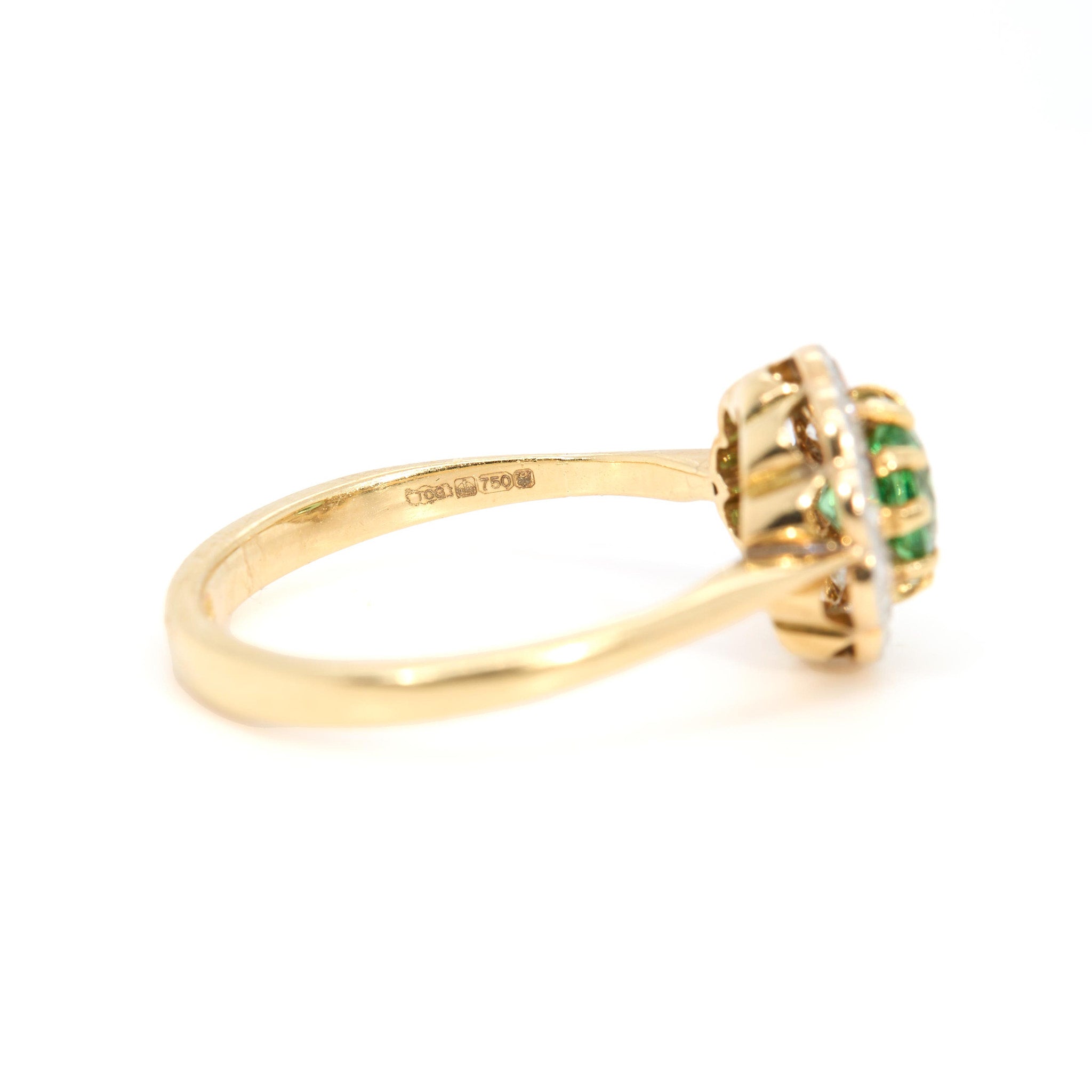 Tsavorite Diamond Cluster Ring-Charlotte Sayers Antique Jewellery