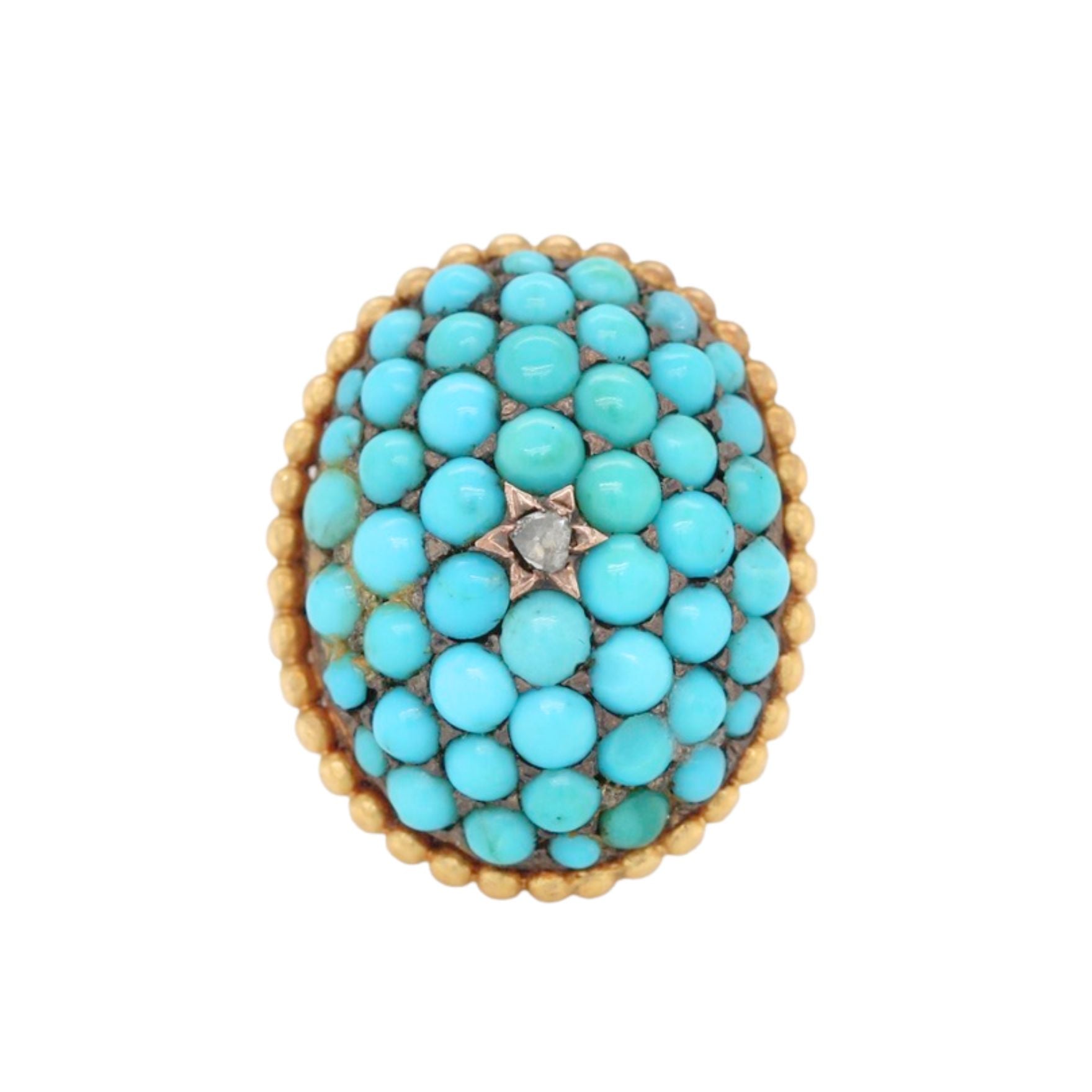 Turquoise Diamond Bombe Ring-Charlotte Sayers Antique Jewellery