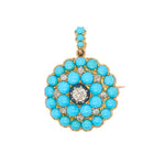 Turquoise Diamond Brooch / Pendant-Charlotte Sayers Antique Jewellery