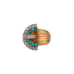 Turquoise Diamond Buckle Ring-Charlotte Sayers Antique Jewellery