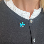 Turquoise Diamond Clover Brooch-Charlotte Sayers Antique Jewellery